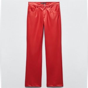Zara Red faux leather pants